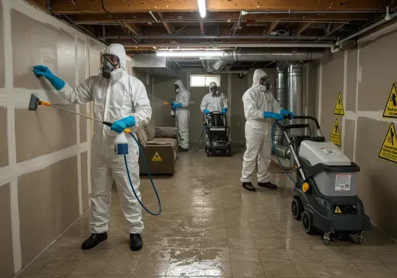 Basement Moisture Removal and Structural Drying process in Rock County, WI